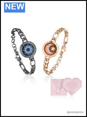 Smart Long Distance Touch Bracelet Set Sun Moon Couple Gift Stainless Steel